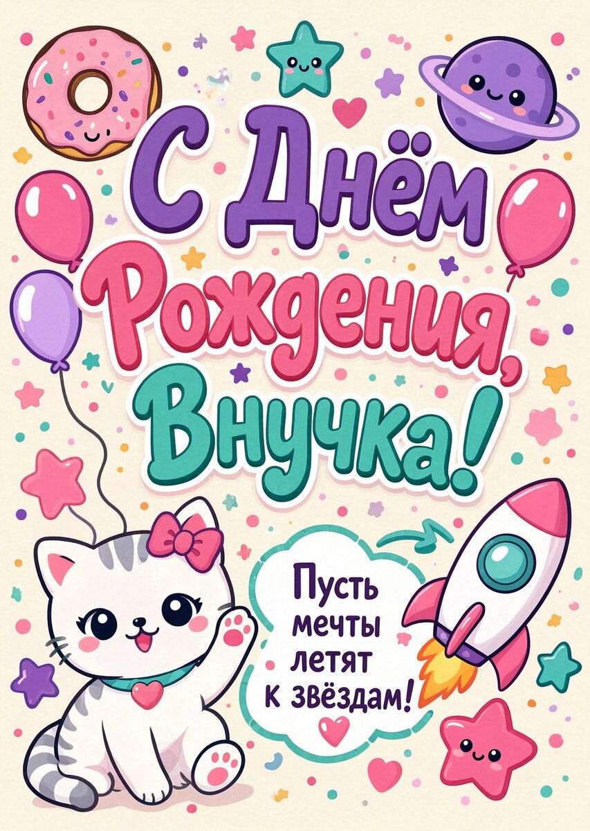 Открытка "С днем рождения внучка #50