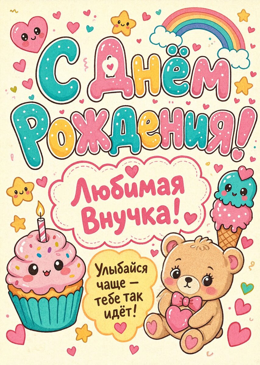Открытка "С днем рождения внучка #52