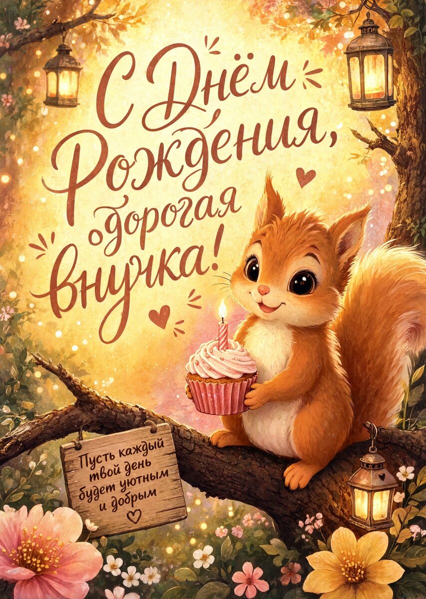 Открытка "С днем рождения внучка #54