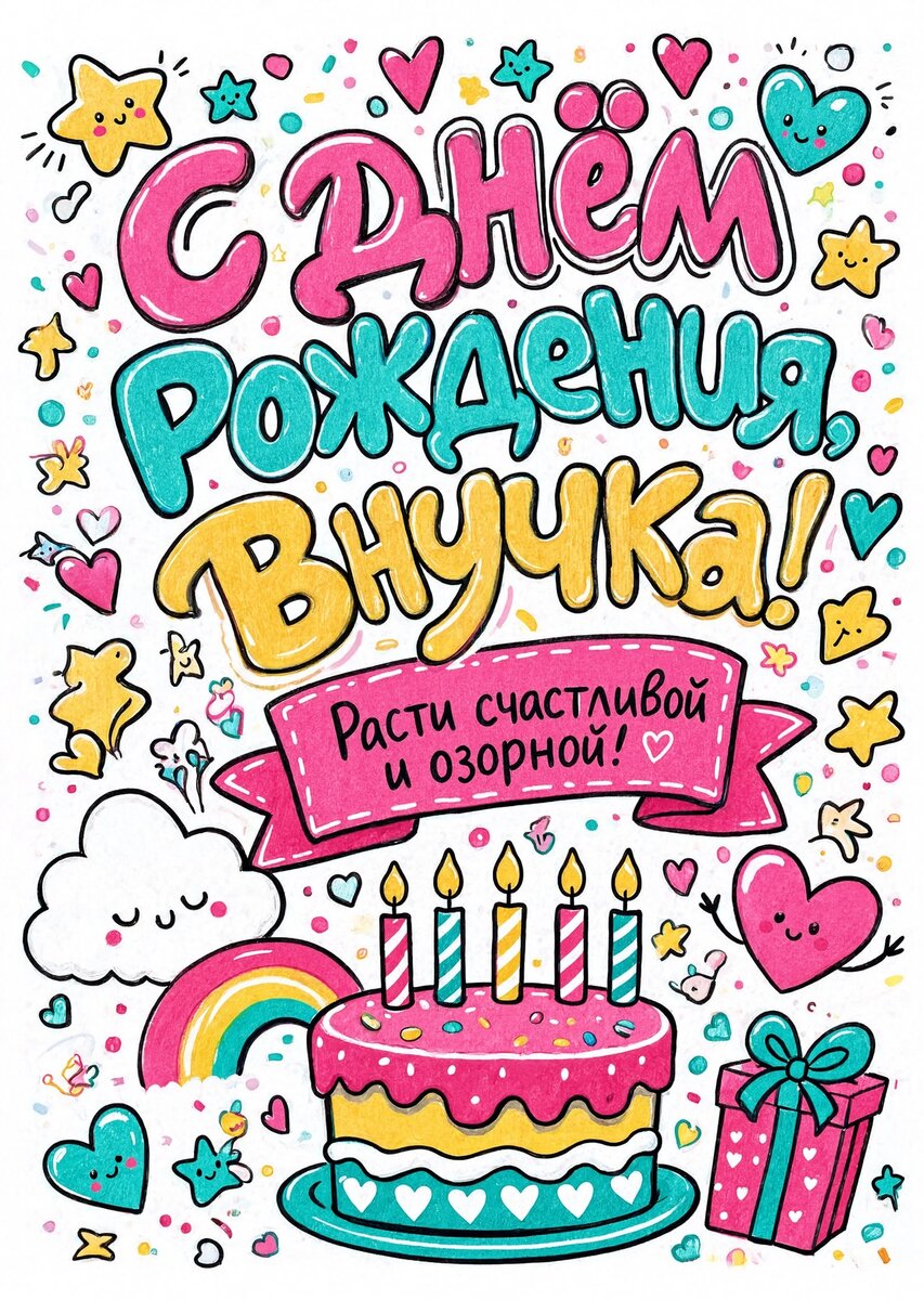 Открытка "С днем рождения внучка #64