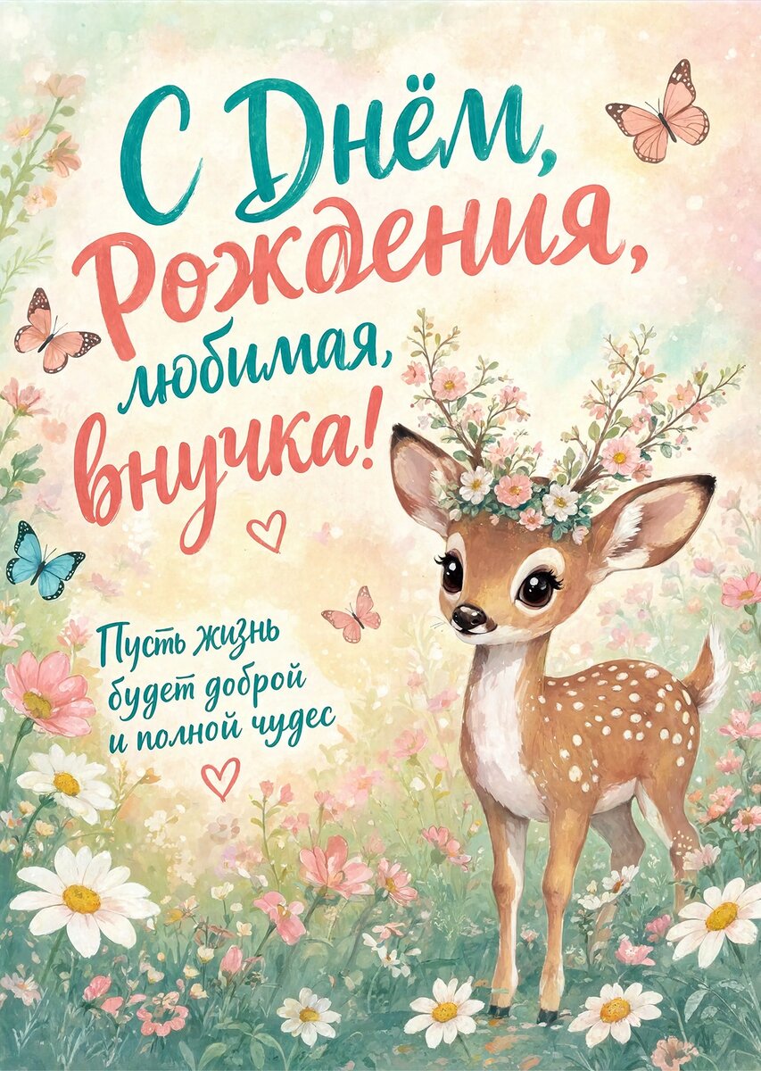 Открытка "С днем рождения внучка #66