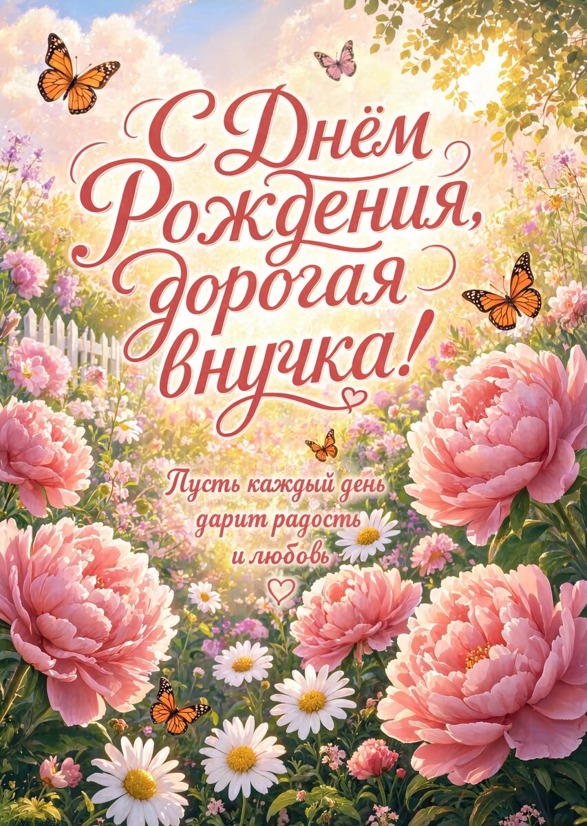 Открытка "С днем рождения внучка #7