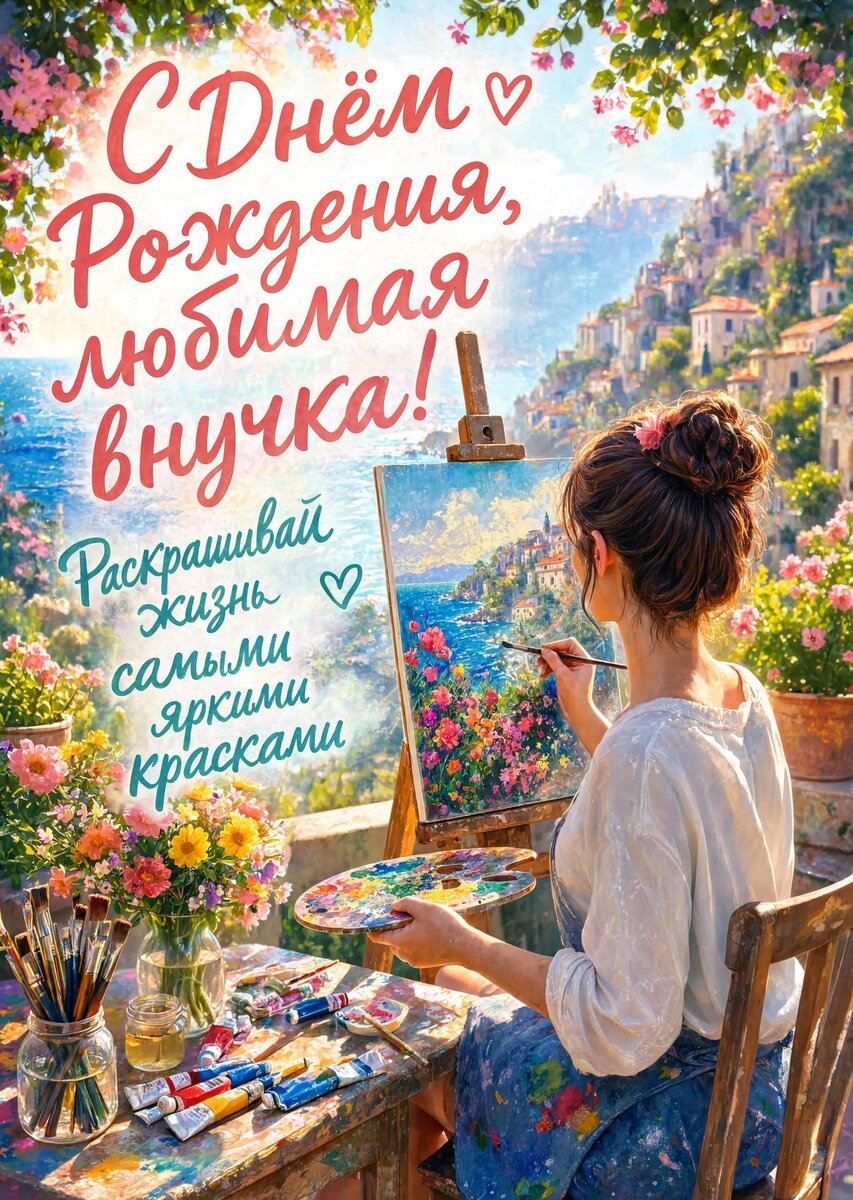 Открытка "С днем рождения внучка #71