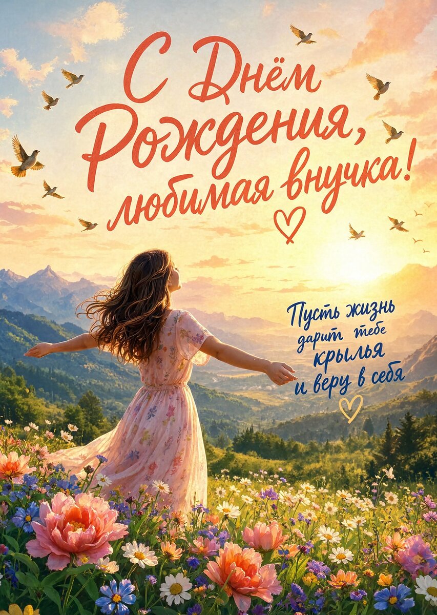 Открытка "С днем рождения внучка #72