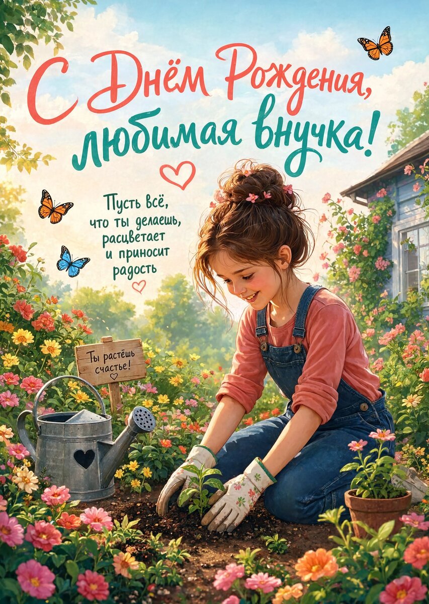 Открытка "С днем рождения внучка #75