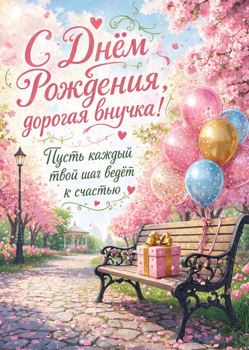 Открытка "С днем рождения внучка #77