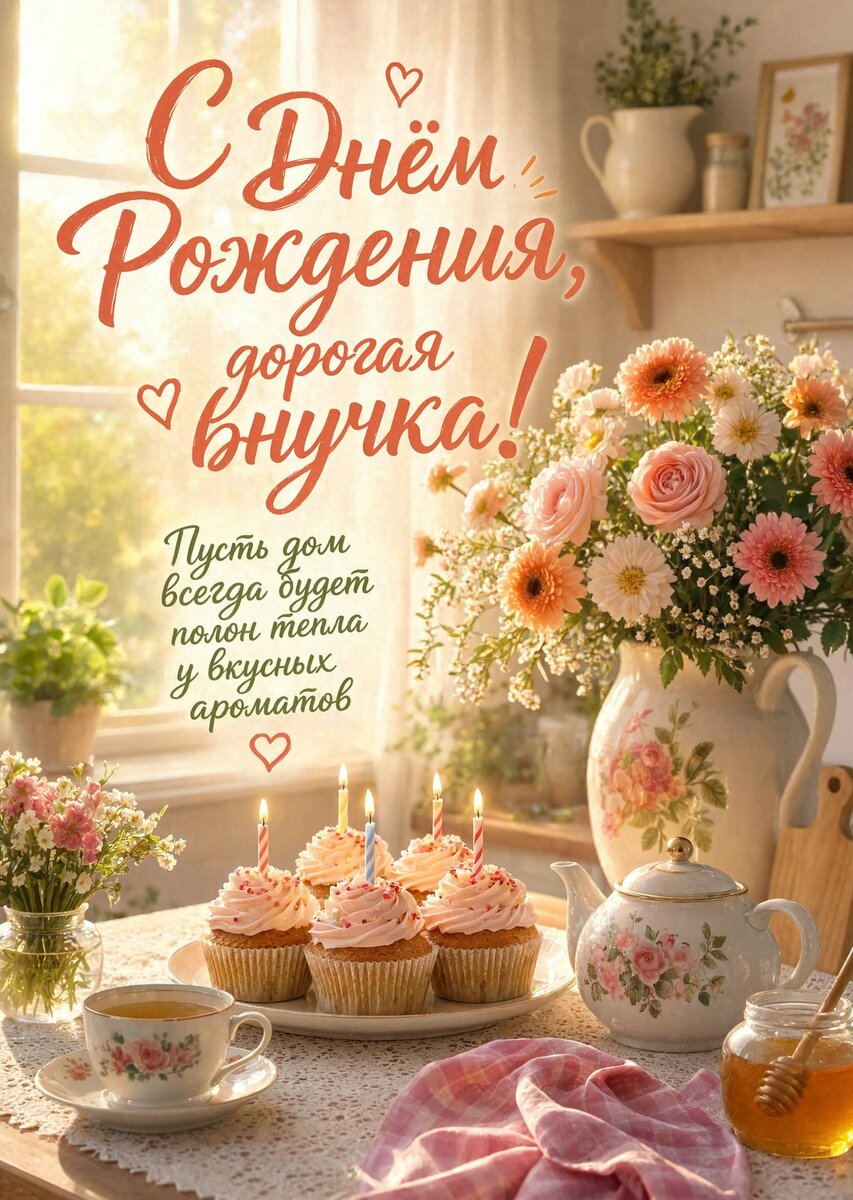 Открытка "С днем рождения внучка #78