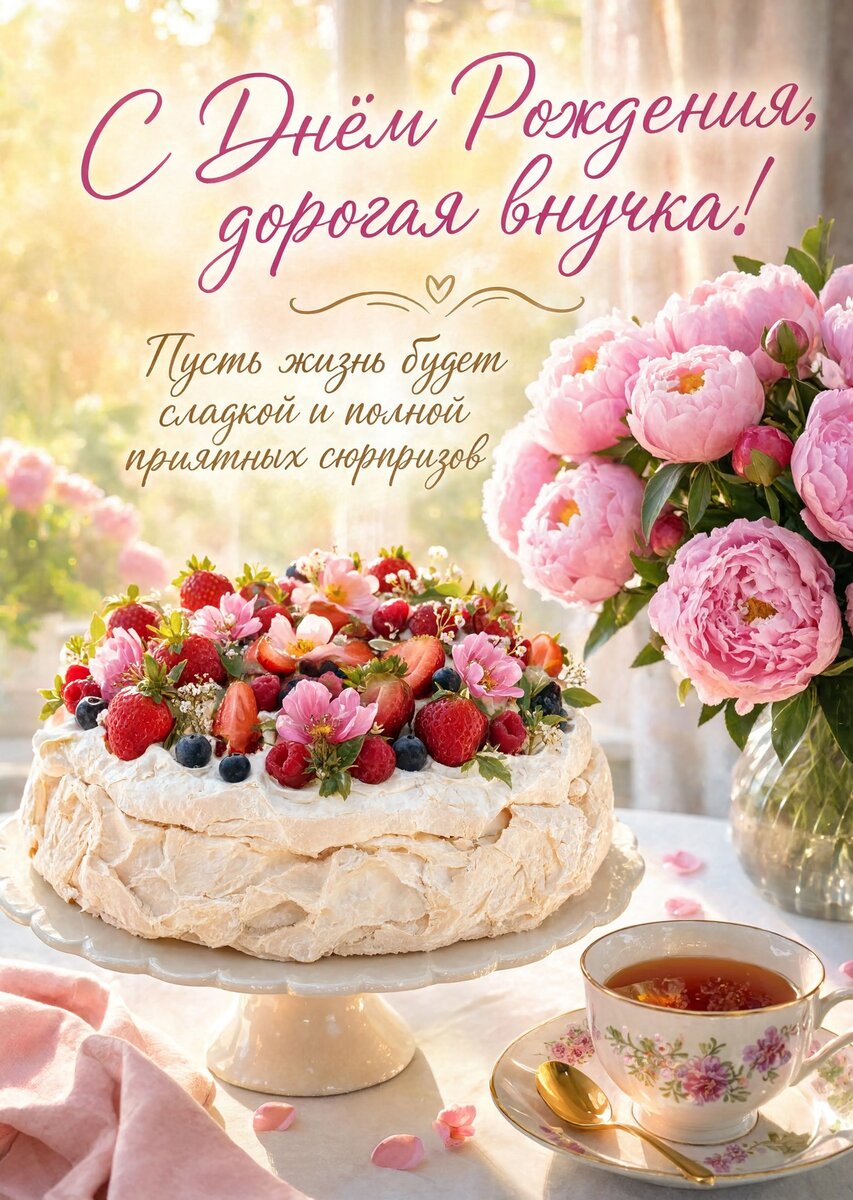 Открытка "С днем рождения внучка #8