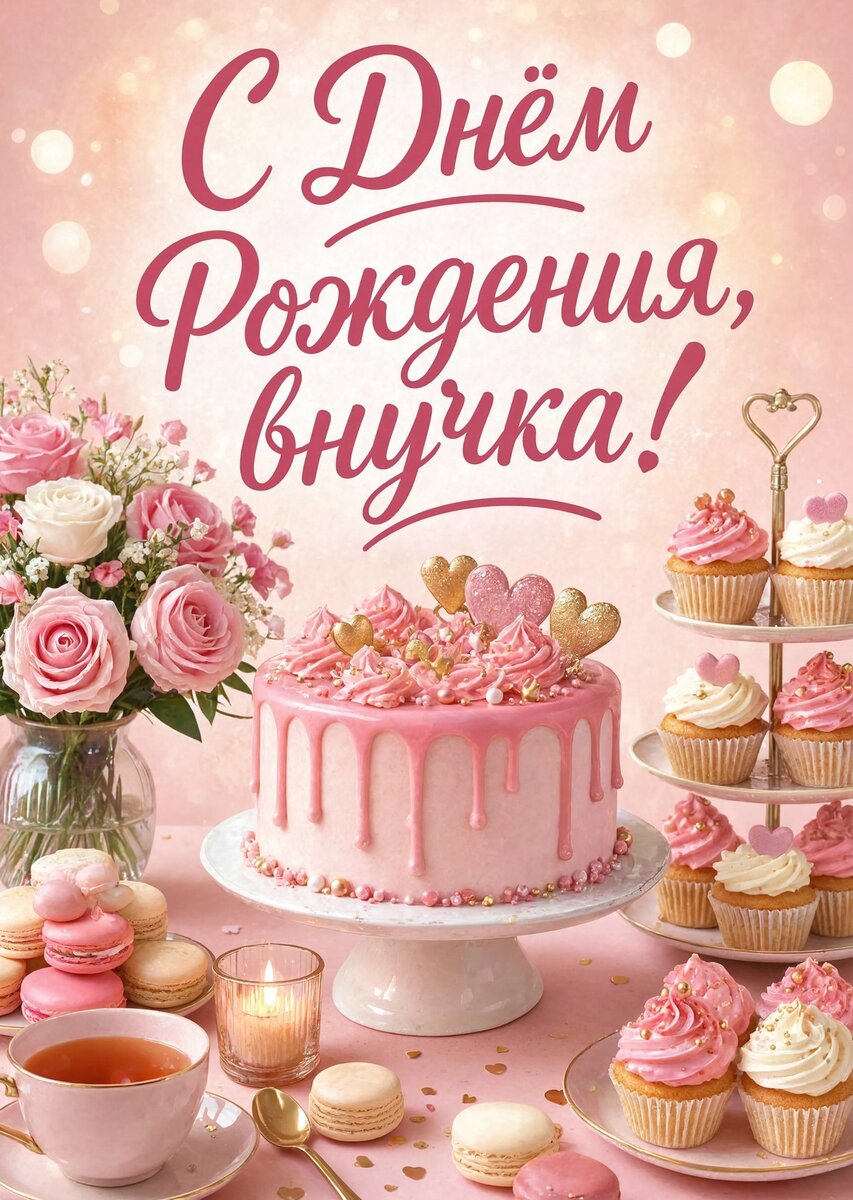 Открытка "С днем рождения внучка #80