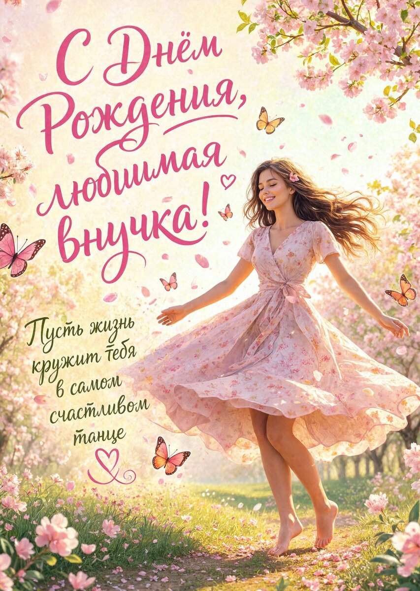 Открытка "С днем рождения внучка #81