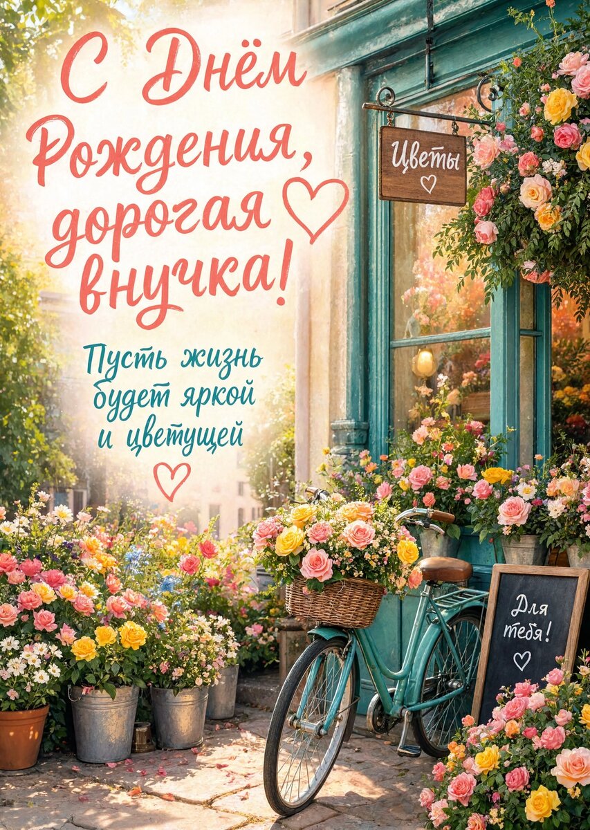 Открытка "С днем рождения внучка #83