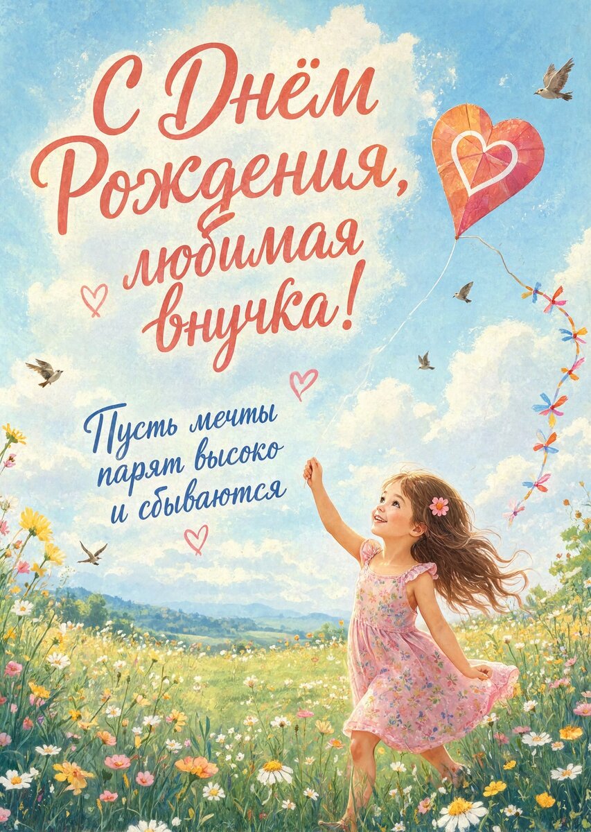 Открытка "С днем рождения внучка #84