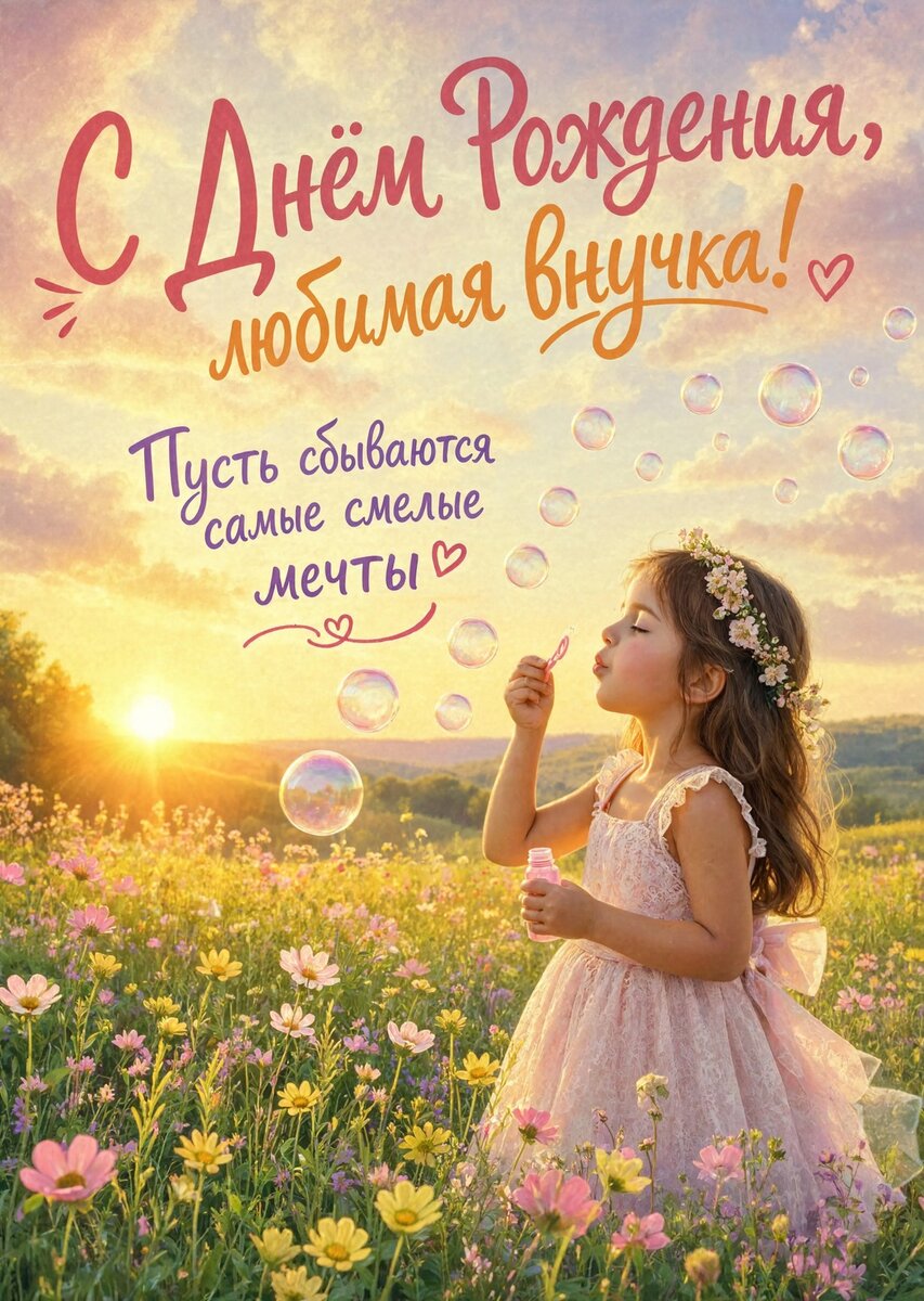 Открытка "С днем рождения внучка #93