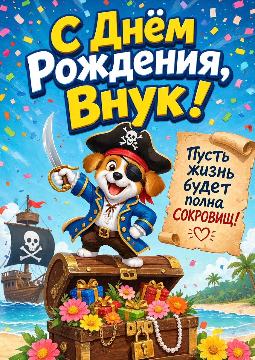 Открытка С днем рождения внук #10