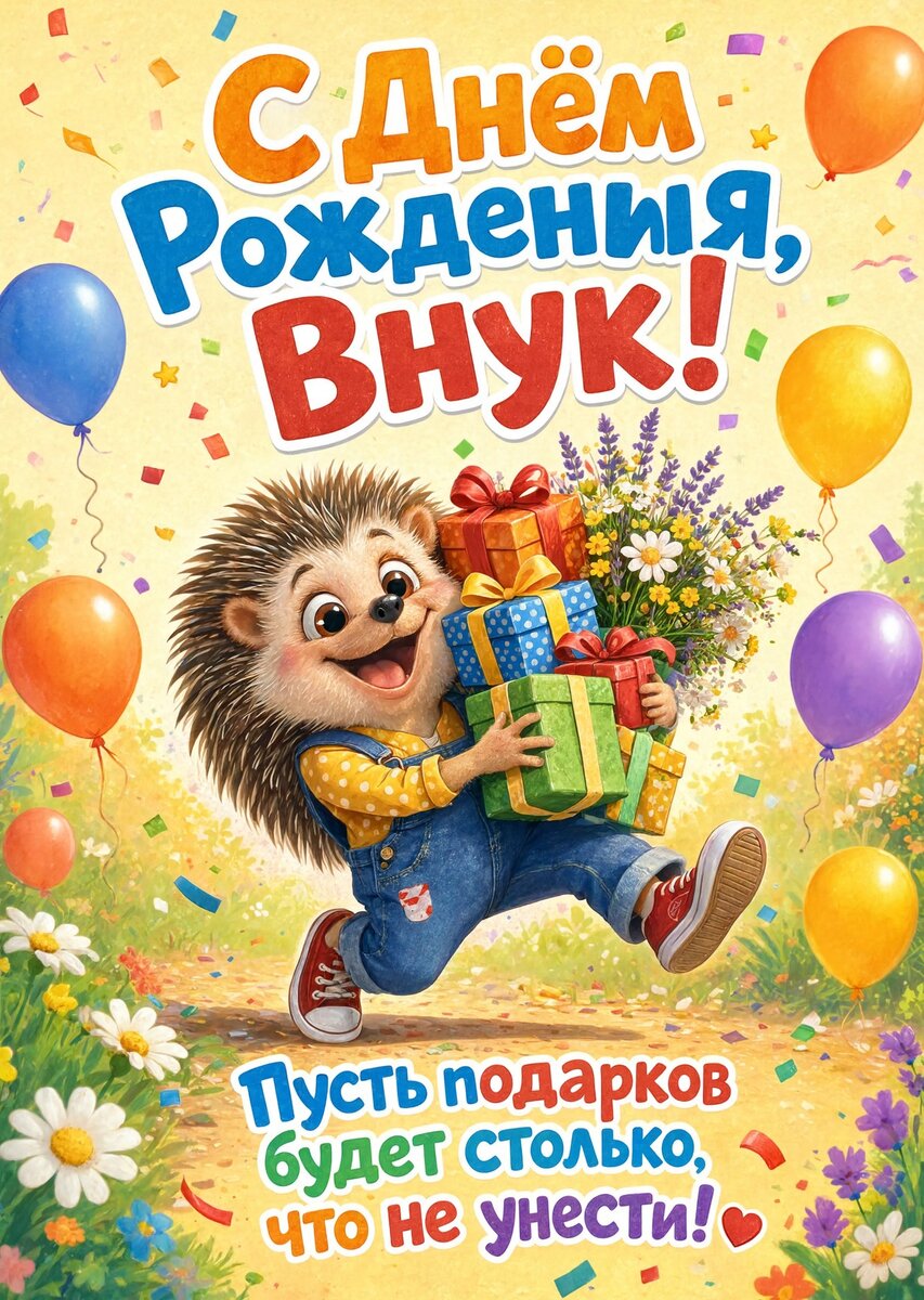 Открытка С днем рождения внук #100