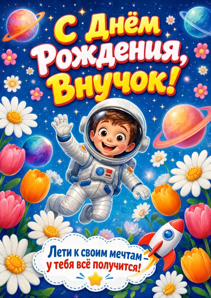Открытка С днем рождения внук #102