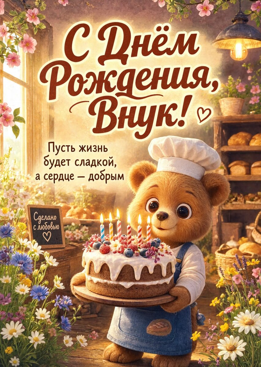 Открытка С днем рождения внук #103
