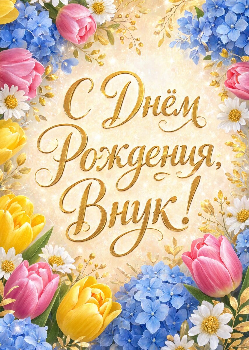 Открытка С днем рождения внук #104