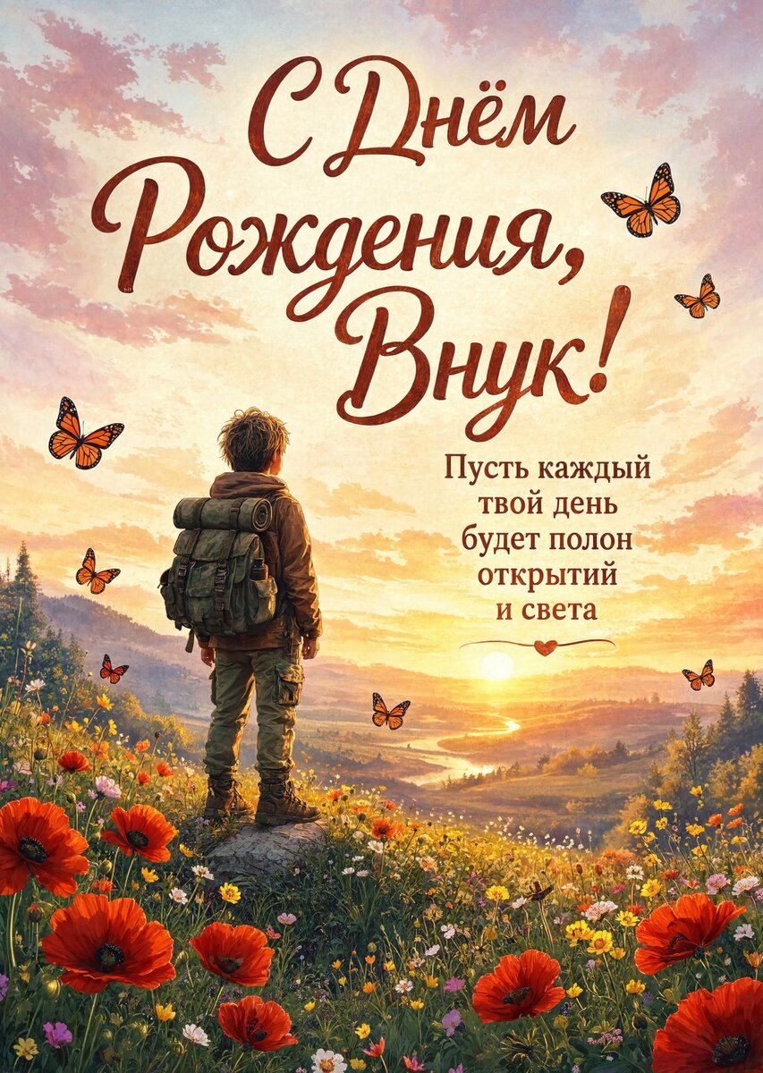 Открытка С днем рождения внук #105