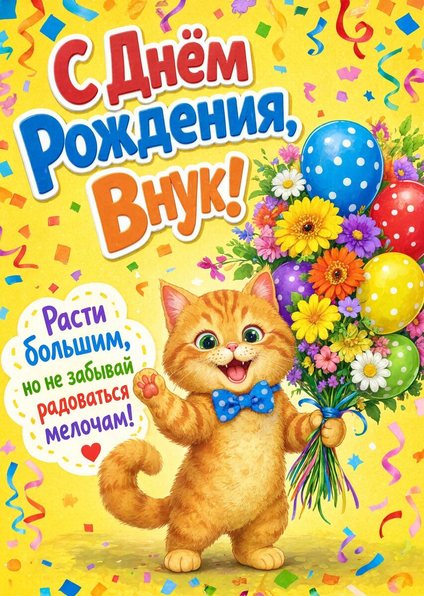 Открытка С днем рождения внук #107
