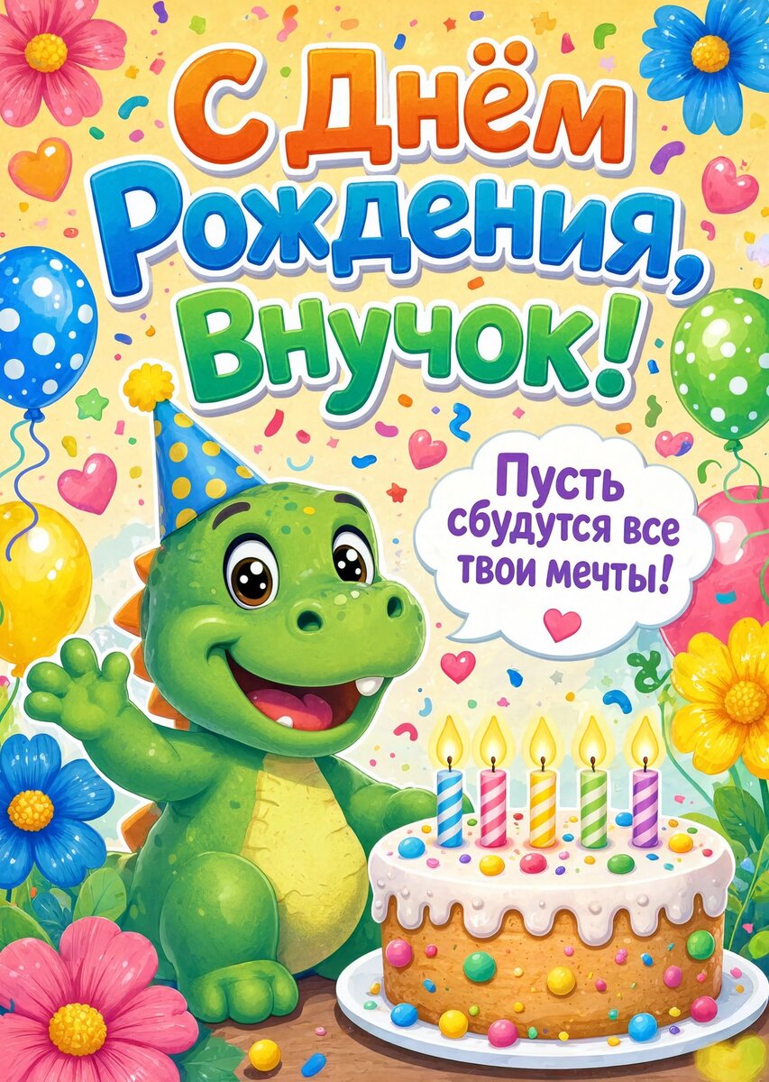 Открытка С днем рождения внук #108