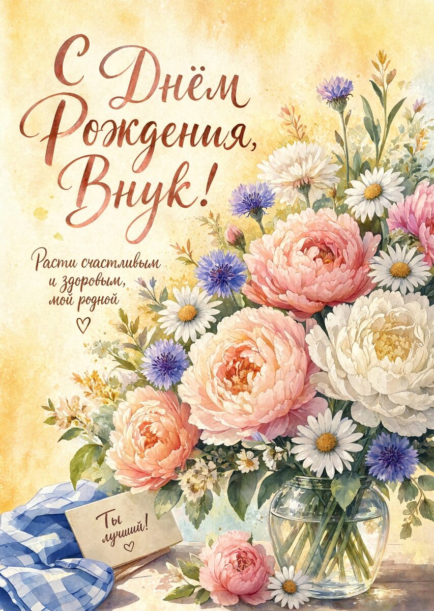 Открытка С днем рождения внук #109