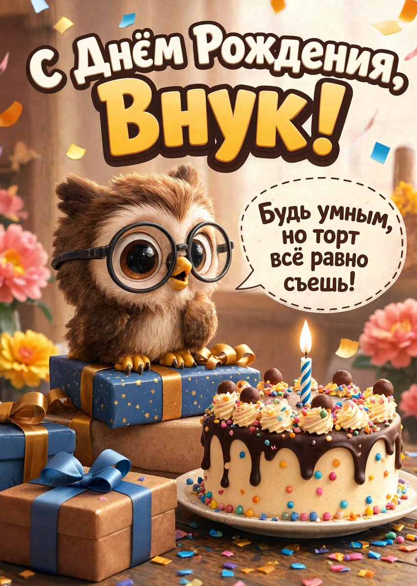 Открытка С днем рождения внук #11