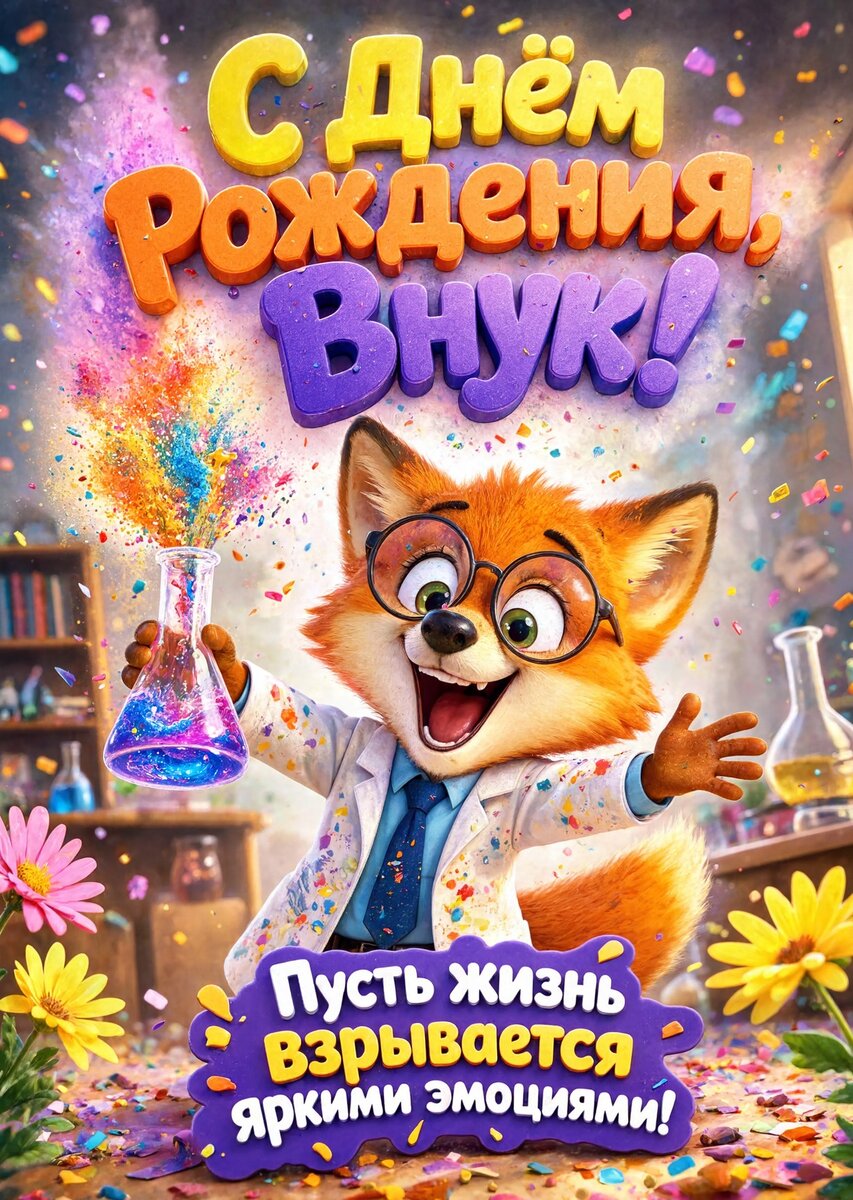 Открытка С днем рождения внук #12