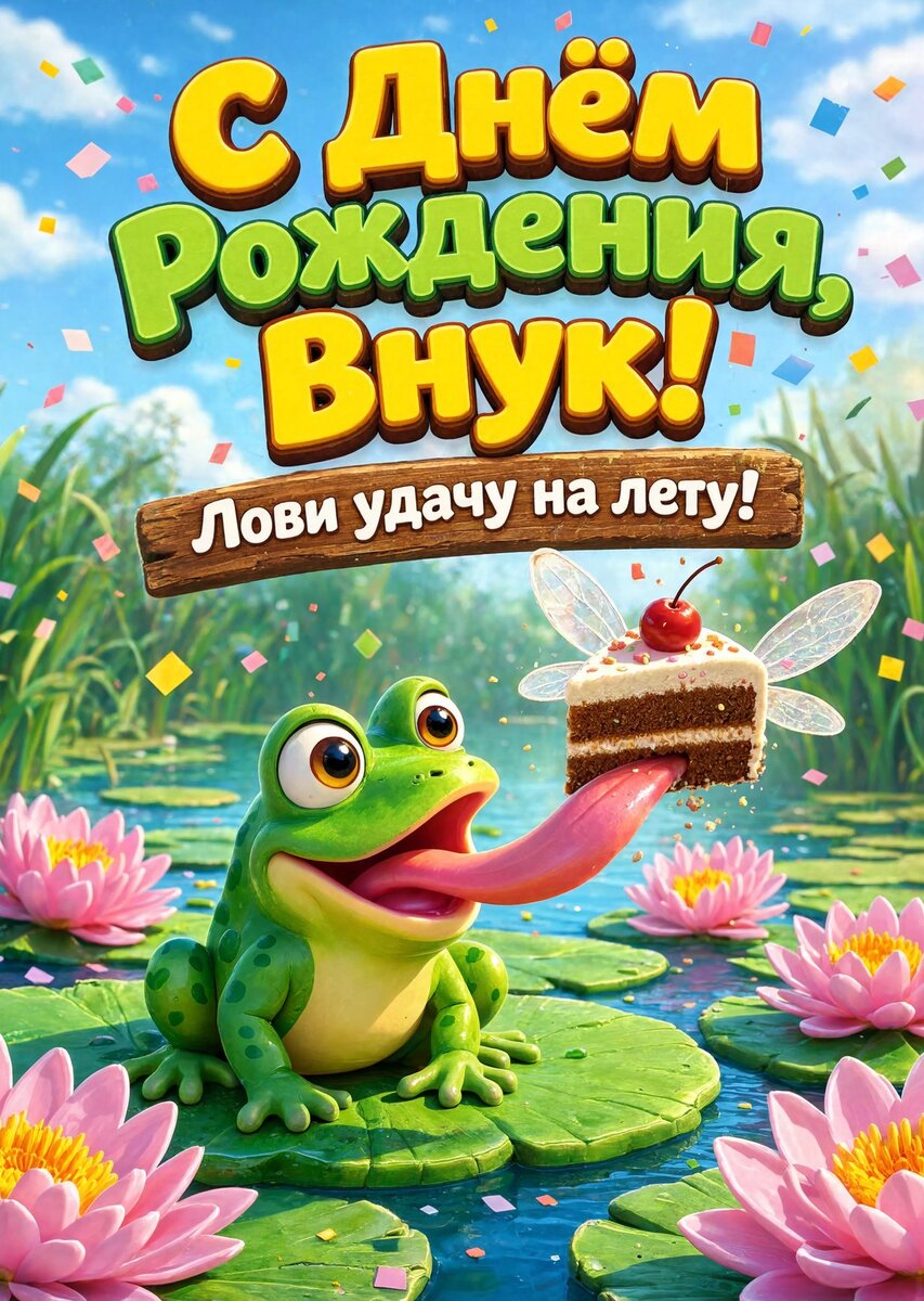 Открытка С днем рождения внук #13