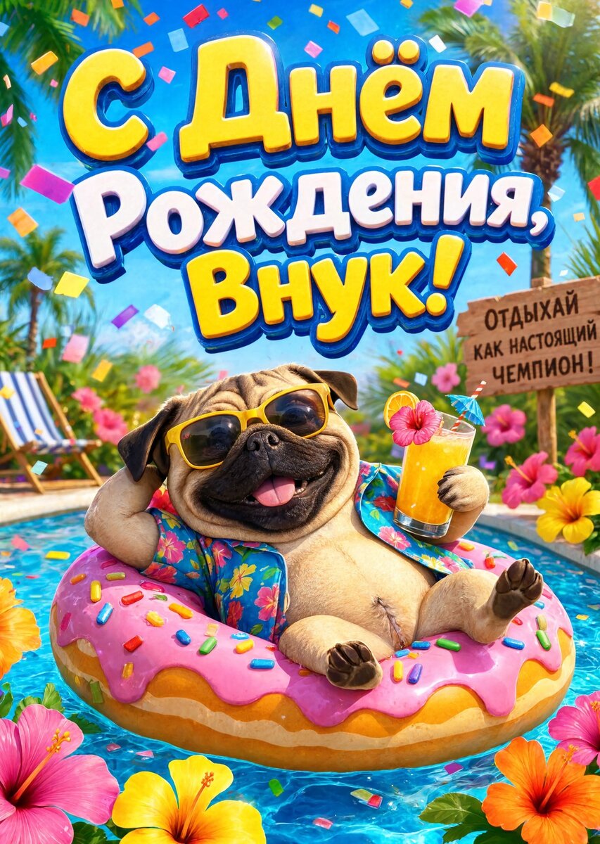Открытка С днем рождения внук #14