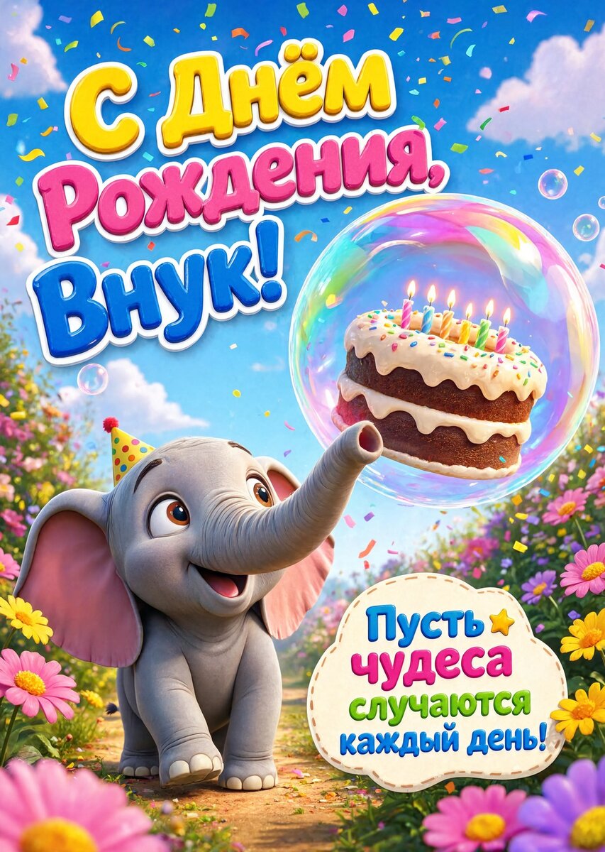 Открытка С днем рождения внук #16