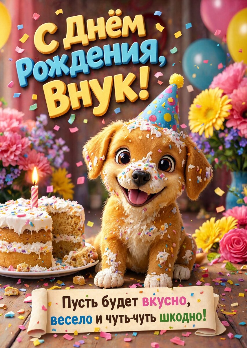 Открытка С днем рождения внук #17