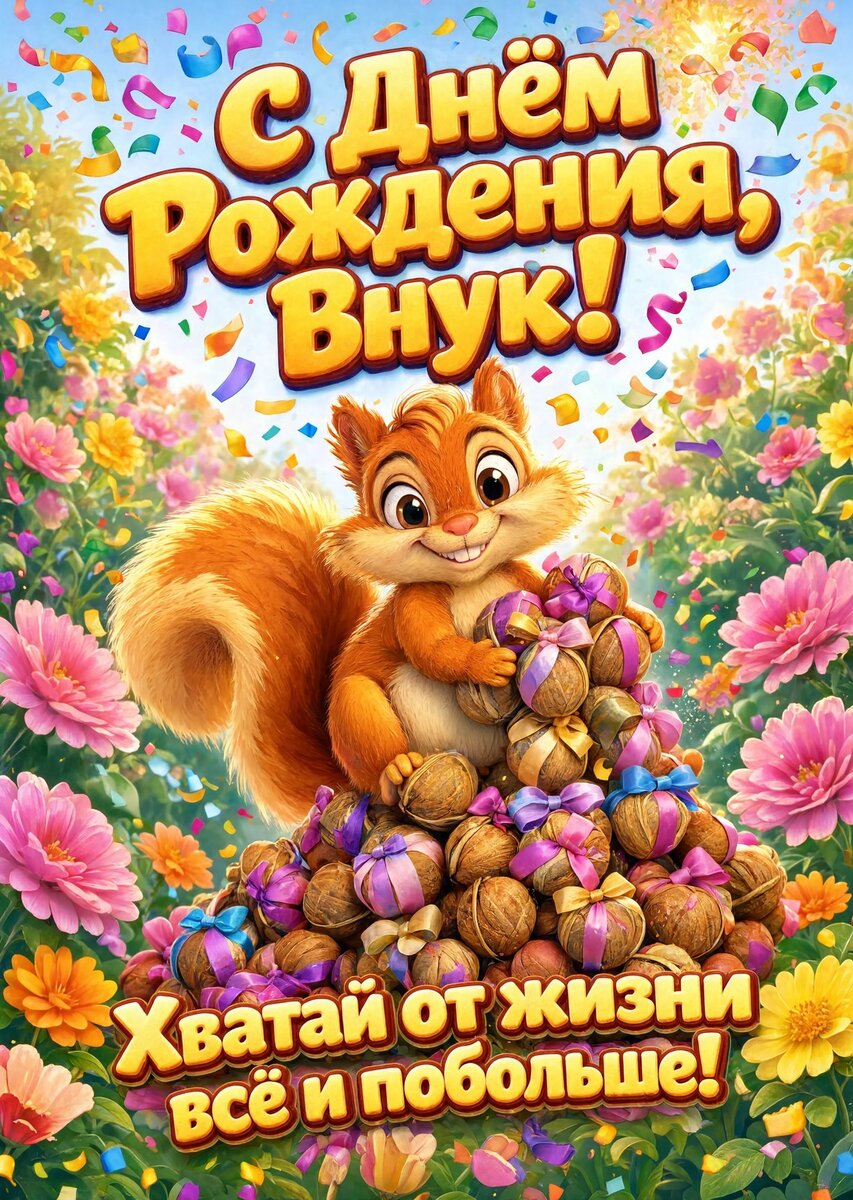 Открытка С днем рождения внук #18