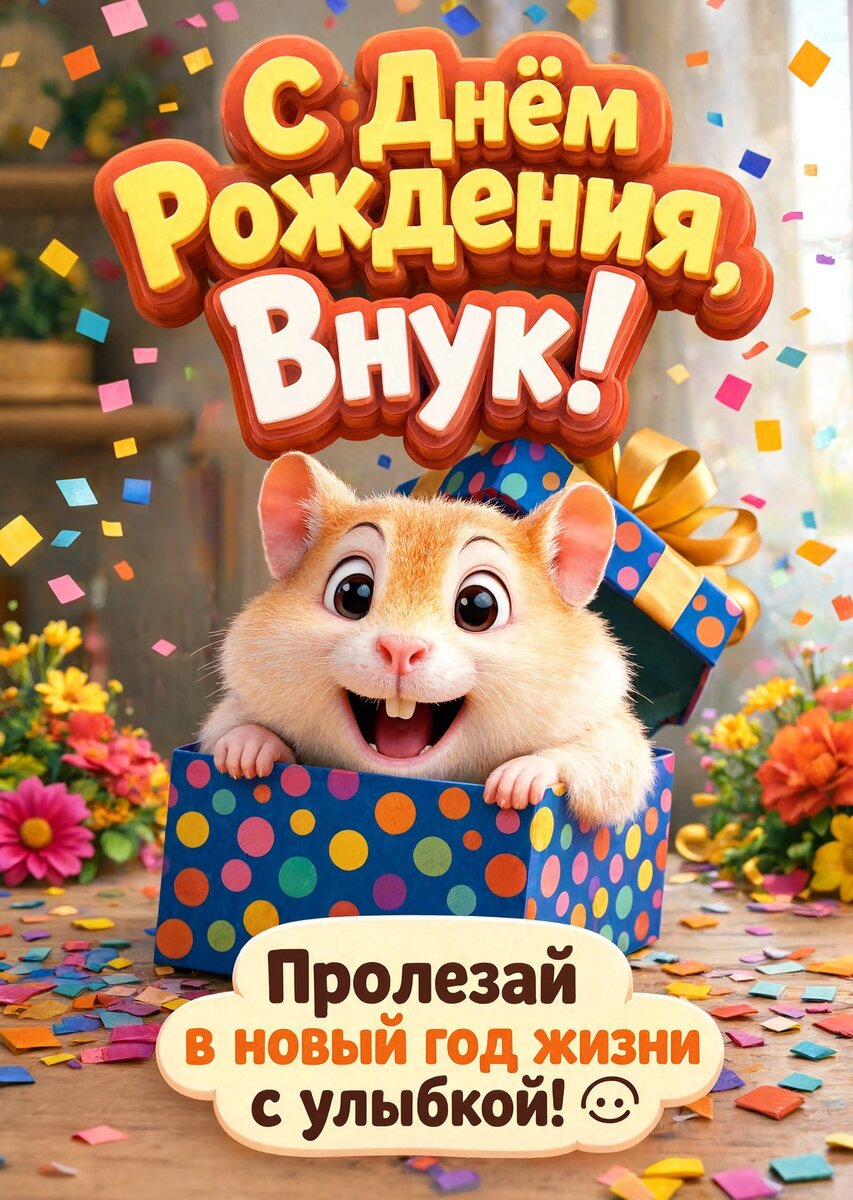 Открытка С днем рождения внук #19