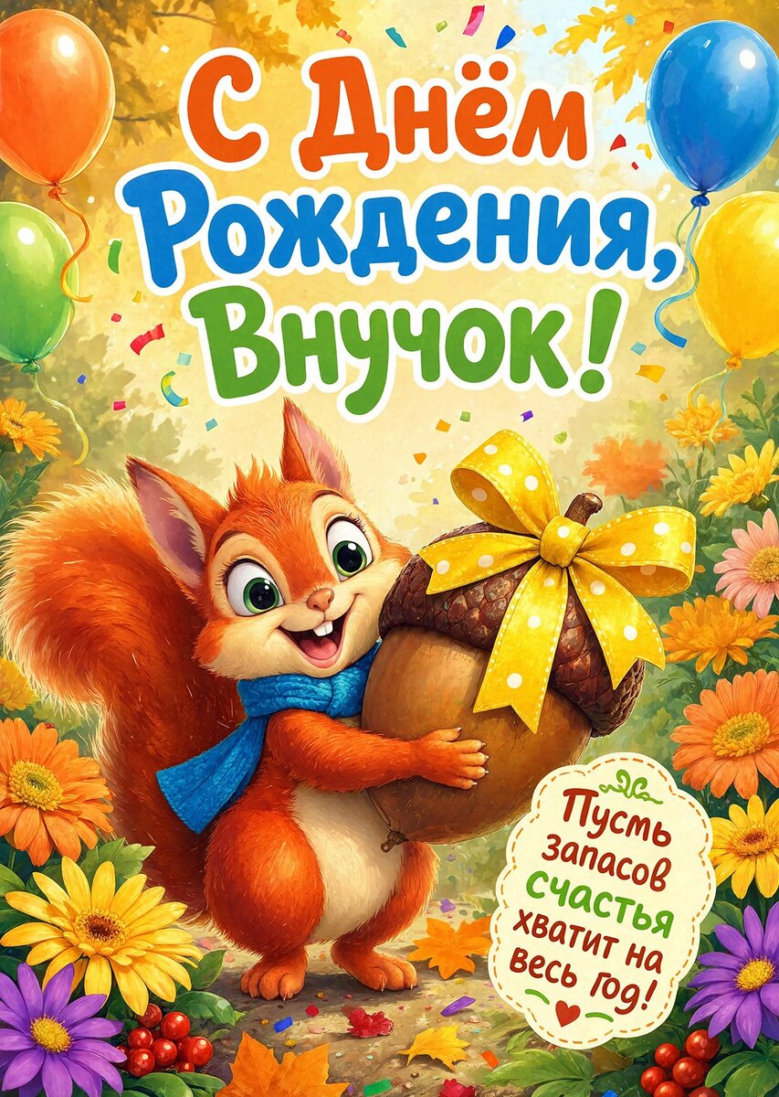 Открытка С днем рождения внук #2