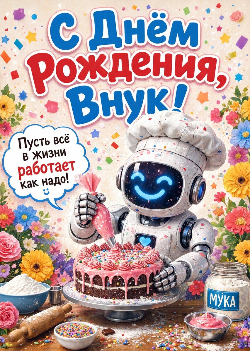Открытка С днем рождения внук #21