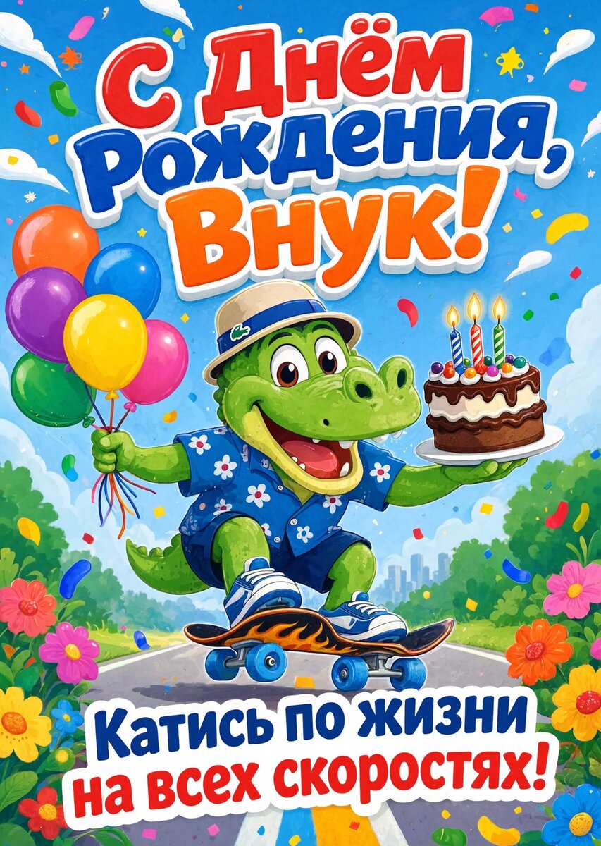 Открытка С днем рождения внук #22