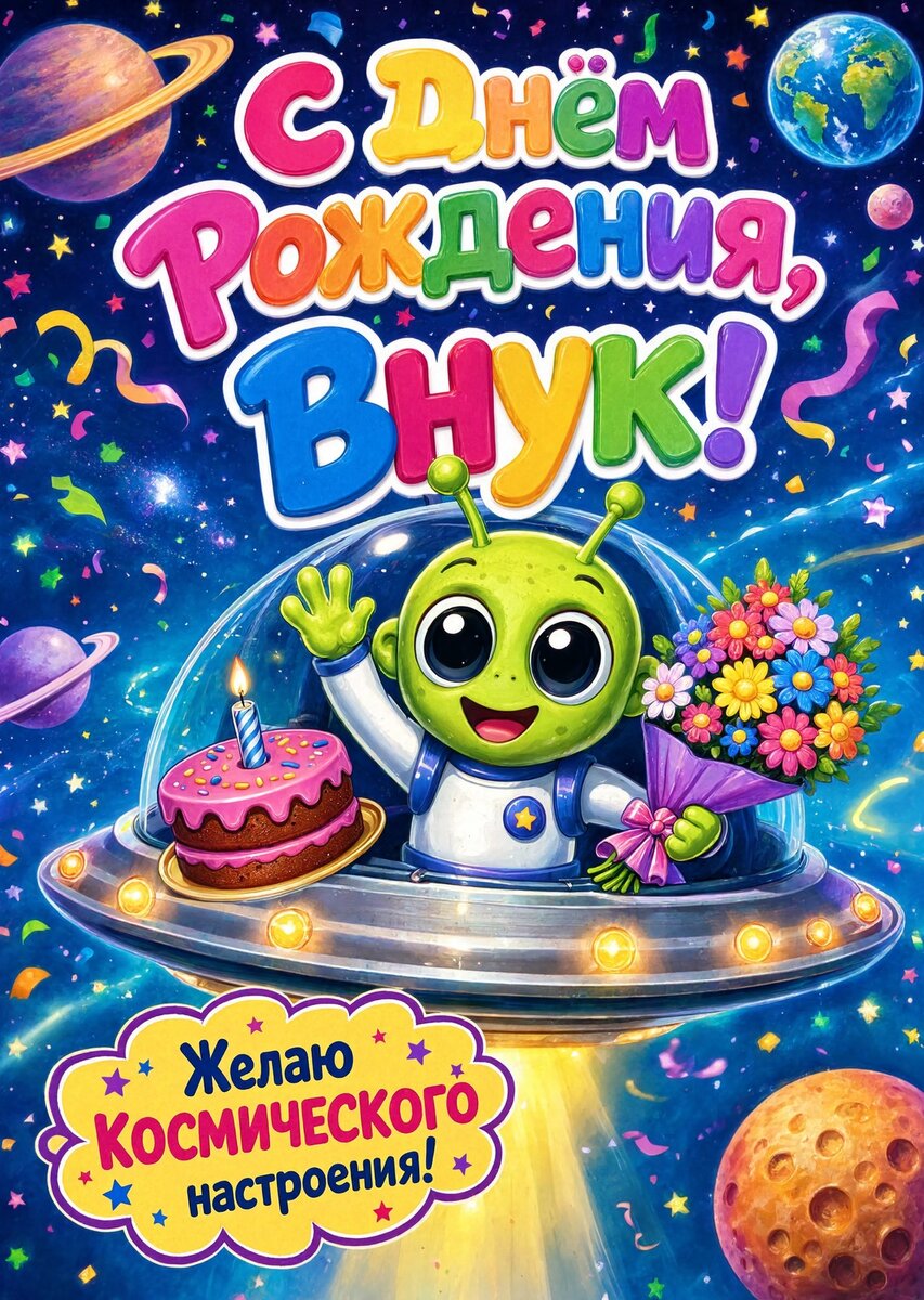 Открытка С днем рождения внук #23