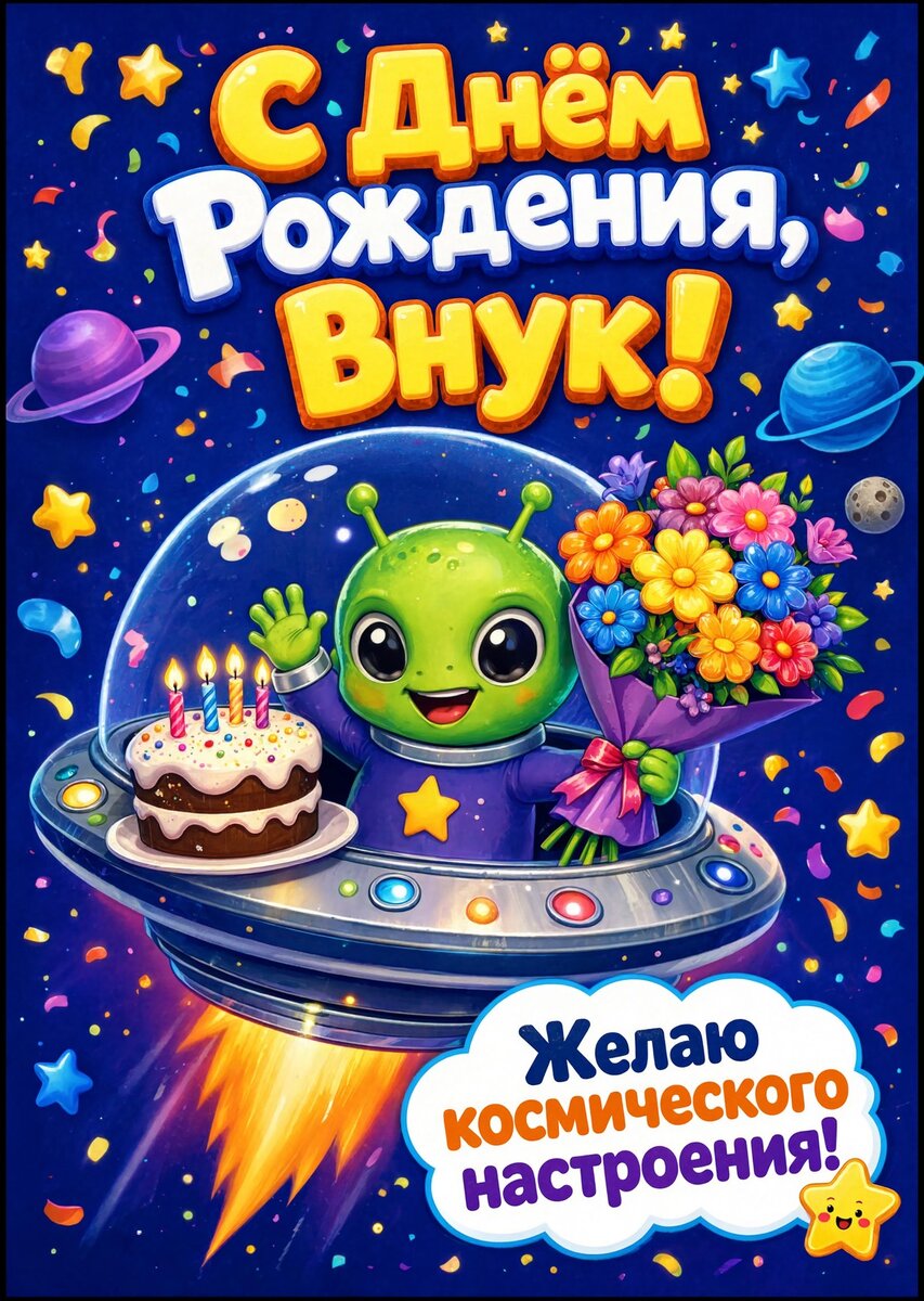 Открытка С днем рождения внук #24