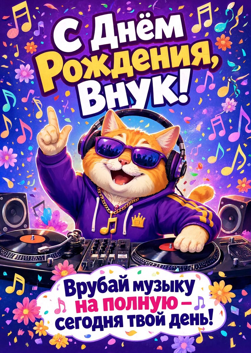 Открытка С днем рождения внук #27