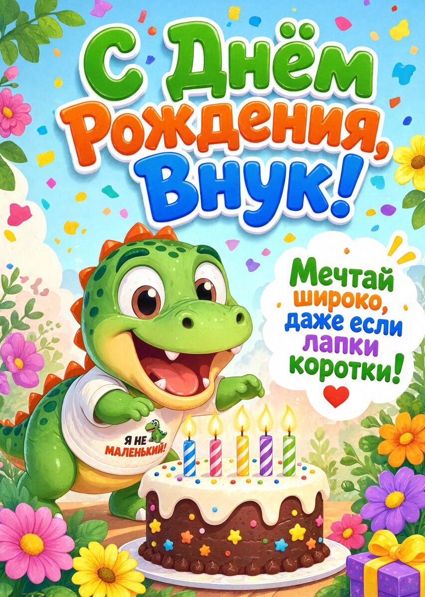Открытка С днем рождения внук #28