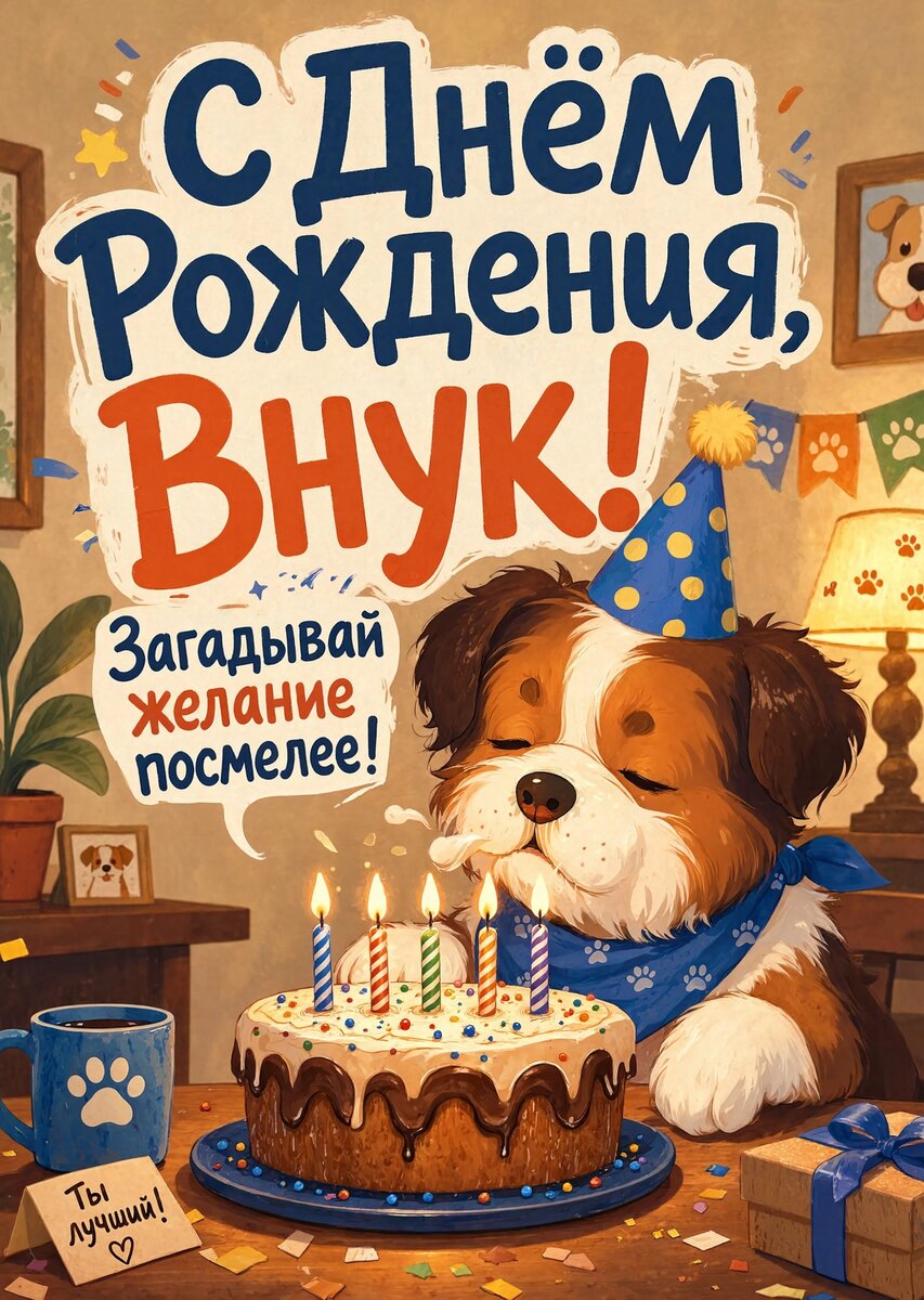 Открытка С днем рождения внук #32
