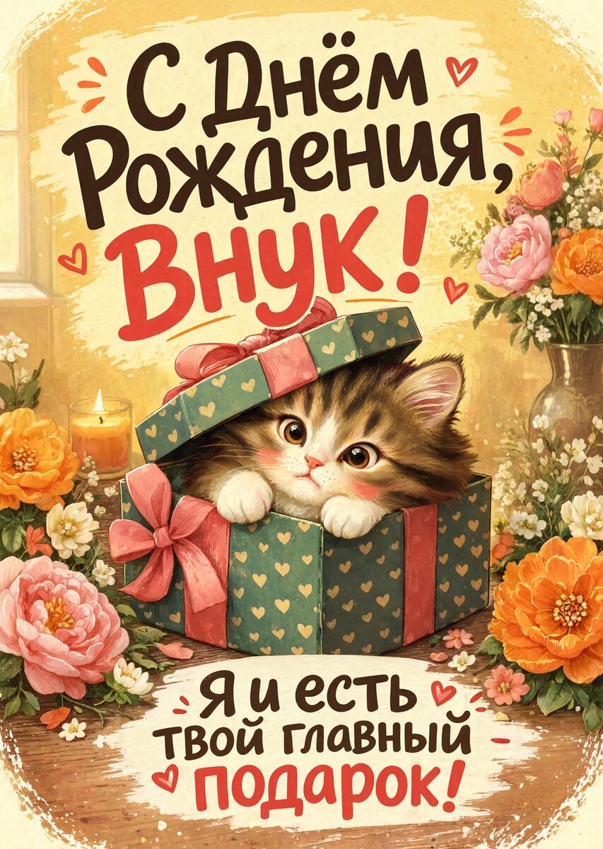 Открытка С днем рождения внук #34