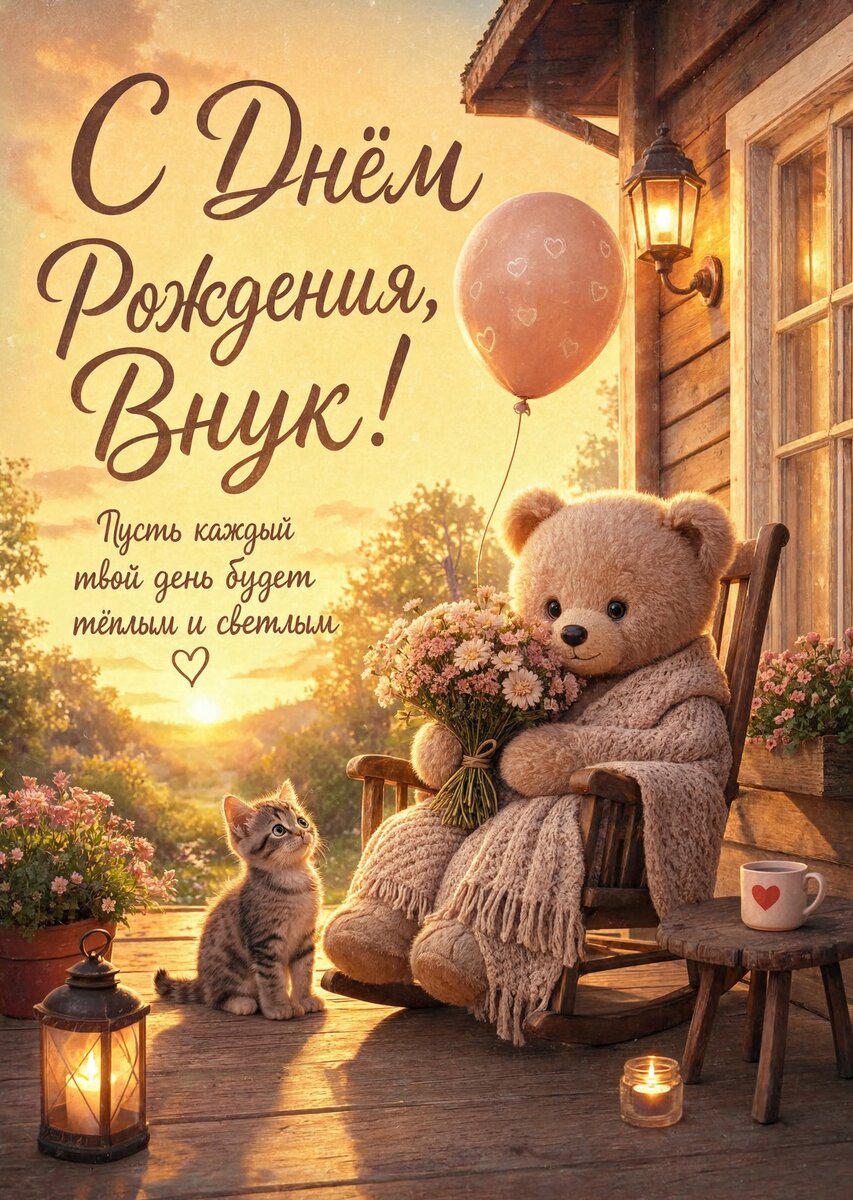 Открытка С днем рождения внук #44