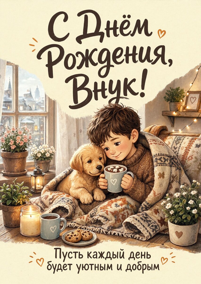 Открытка С днем рождения внук #47