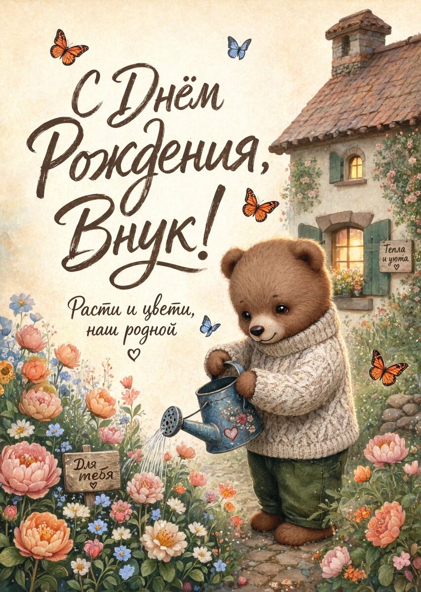 Открытка С днем рождения внук #50