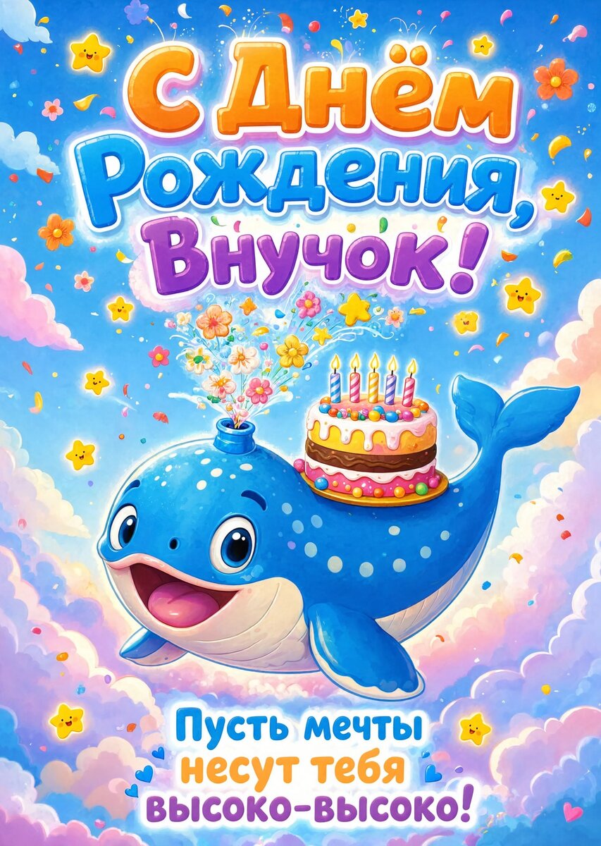 Открытка С днем рождения внук #52