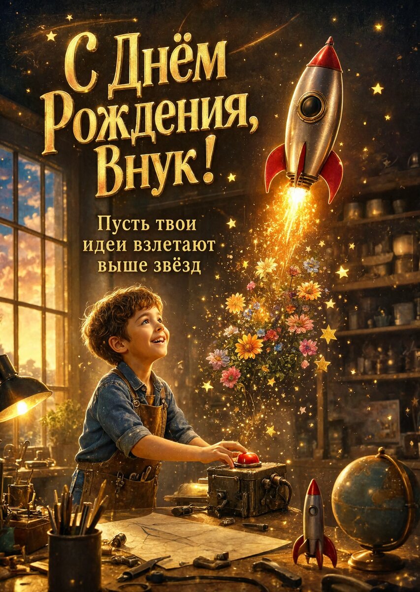 Открытка С днем рождения внук #53