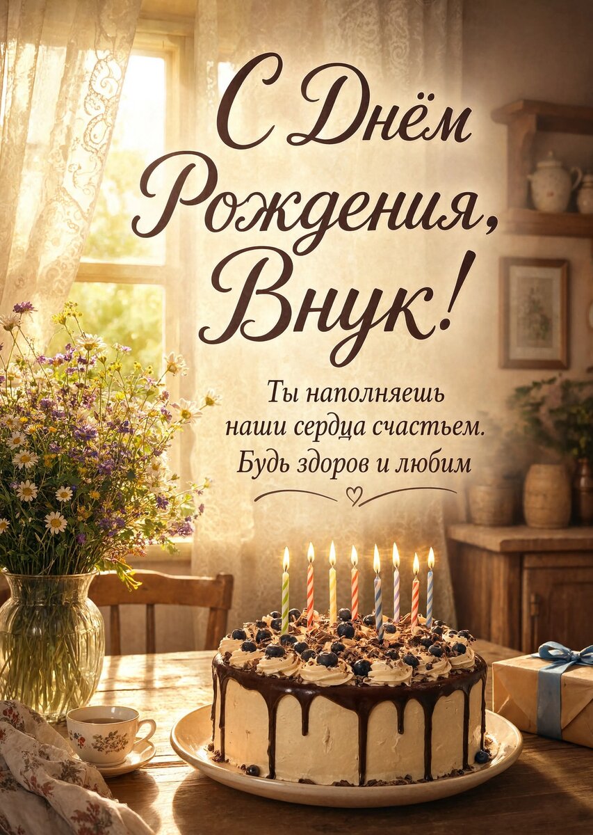 Открытка С днем рождения внук #54