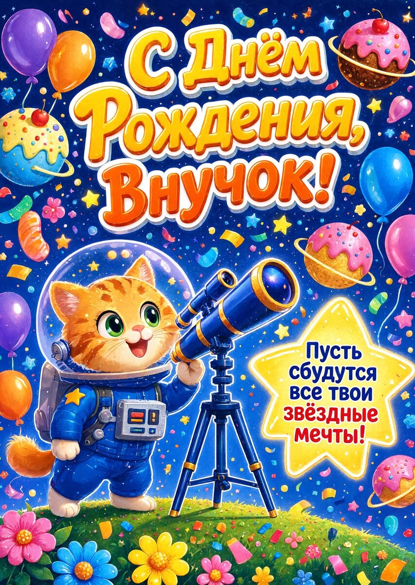 Открытка С днем рождения внук #55